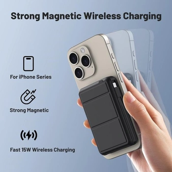 Powerbanka Azmuth pro iPhone s magnetickou ochranou, 10 000 mAh se stojánkem, černá