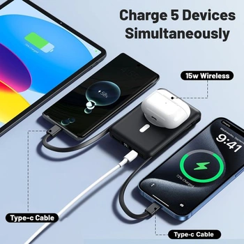 Powerbanka Azmuth pro iPhone s magnetickou ochranou, 10 000 mAh se stojánkem, černá