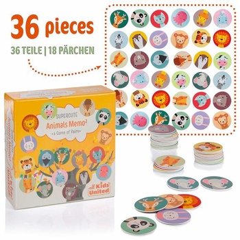 Drevená pexeso hra all Kids United®, 36 okrúhlych kariet, pre deti od 2 rokov - 36 kariet