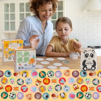 Drevená pexeso hra all Kids United®, 36 okrúhlych kariet, pre deti od 2 rokov - 36 kariet