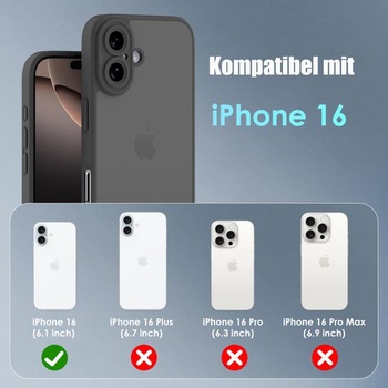 Pouzdro Mootobo pro iPhone 16, matná zadní strana s ochranou proti otiskům prstů, ochrana
