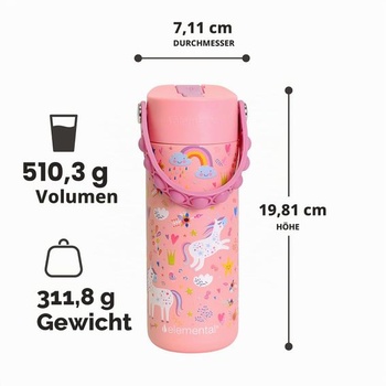 Detská termofľaša Elemental Core - 530 ml - ružový jednorožec 532 ml ružový jednorožec