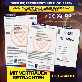 Brýle Eclipse, balení 12 kusů s filtrem pro smartphone – certifikace ISO 12312-2 a CE, bezpečné