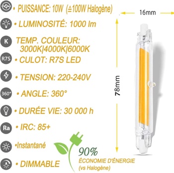 LED žiarovka PJLJC R7S 78mm 1000lm 6000K 2ks