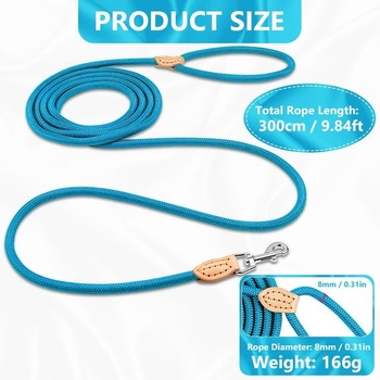 Vodítko pre psov OSDUE 3 m x 0,8 cm morská modrá pre malé a stredné psy
