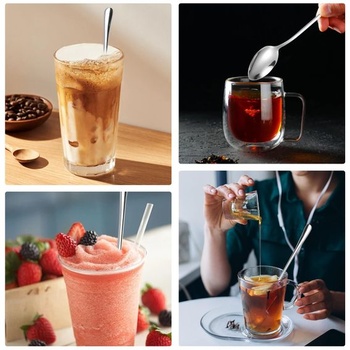 Dlhé lyžičky na latte macchiato, 12 kusov, 20 cm, nerezová oceľ