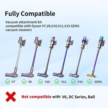 5dílná sada příslušenství k vysavači Dyson, kompatibilní s Dyson V7, V8, V10, V11 a V15, náhradní