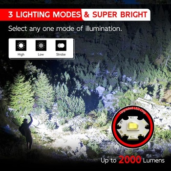 Dobíjacie LED svietidlo BUCASA, balenie 2 kusov, zoomovací, USB-C, čierna