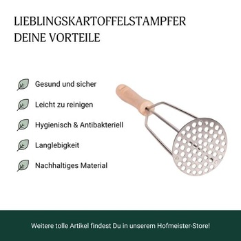 Šťuchadlo na zemiaky HOFMEISTER®, 31 cm, na zemiaky, zeleninu, zemiakové knedle a zemiakovú