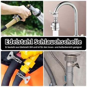 Nerezové hadicové spony, 10 kusů, nastavitelné hadicové spony 13-19 mm pro bazénové hadice,