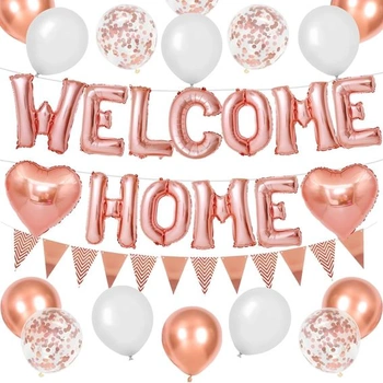 Sada růžovo-zlatých balónků DazzJoy Welcome Home, 16palcové…