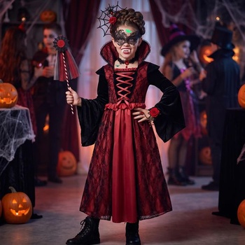 Kostým upírky pre deti, dievčatá, veľkosti S, M, L, Halloween, karneval, Mardi Gras