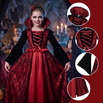 Kostým upírky pre deti, dievčatá, veľkosti S, M, L, Halloween, karneval, Mardi Gras