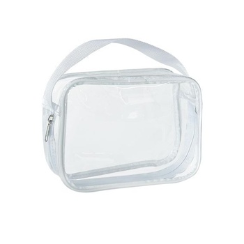 Priehľadná nepremokavá vinylová kabelka na make-up, nepremokavá taška cez rameno 29,8 cm × 13,7 cm