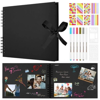 Aolso DIY fotoalbum 30x21,5 cm, sada na scrapbooking na vlepovanie fotografií, veľké, čierne