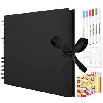 Aolso DIY fotoalbum 30x21,5 cm, sada na scrapbooking na vlepovanie fotografií, veľké, čierne