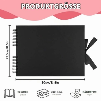 Aolso DIY fotoalbum 30x21,5 cm, sada na scrapbooking na vlepovanie fotografií, veľké, čierne