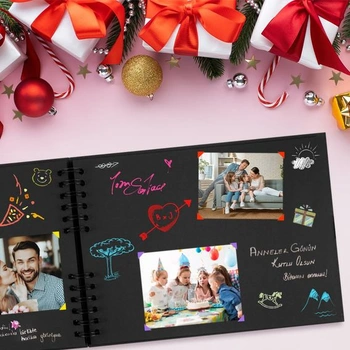 Aolso DIY fotoalbum 30x21,5 cm, sada na scrapbooking na vlepovanie fotografií, veľké, čierne