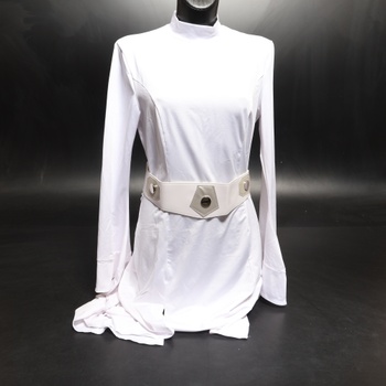 Kostým Leia, biely župan s opaskom, halloweensky karnevalový cosplay kostým pre ženy (L)
