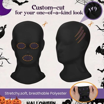 KATELUO Halloweensky kostým Smrtky, halloweensky kostým pre dospelých s červenými LED okuliarmi, čierna