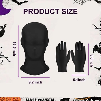 KATELUO Halloweensky kostým Smrtky, halloweensky kostým pre dospelých s červenými LED okuliarmi, čierna