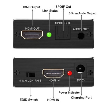 HDMI na HDMI audio extraktor, 4K x 2K audio extraktor, rozbočovač s 3,5 mm stereo audio rozbočovačom