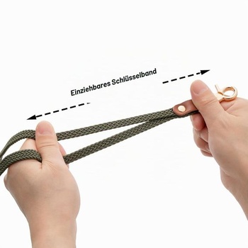 Šňůrka na klíče na krk, dlouhý kroužek na klíče, béžová s barevným potiskem, 48 cm