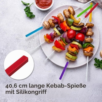 Grilovacie špízy so silikónovou rukoväťou, 405 mm, 10 kusov, nerezová oceľ 10 KS
