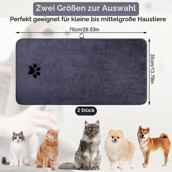 Hejo 2 kusy ručníků pro psy, extra savý ručník pro štěňata, měkký ručník z mikrovlákna 75 cm × 35