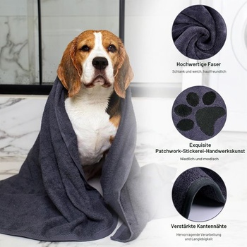 Hejo 2 kusy ručníků pro psy, extra savý ručník pro štěňata, měkký ručník z mikrovlákna 75 cm × 35