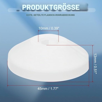 PATIKIL 10mm rozeta na topné trubky, 9 kusů, dekorace přírubových krytů trubek, dekorace