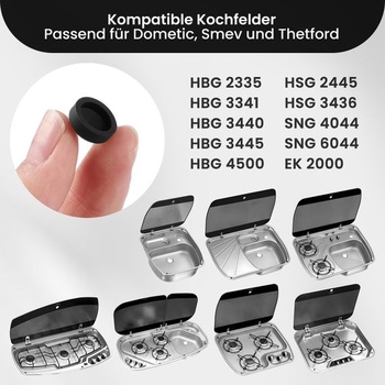 8 gumových krytek vhodných pro varné desky Dometic, Smev a Thetford 8 × krytky