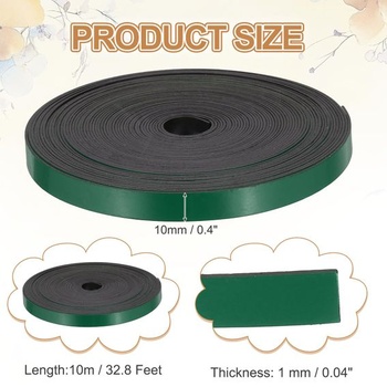PATIKIL magnetické prúžky v rolke 10 m x 1 cm, flexibilné magnety na chladničku, zelené