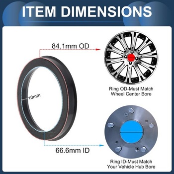 INFINAUTO Strediace krúžky pre náboje kolies 84,1-66,6 mm vyrobené z polykarbonátu, 4 kusy