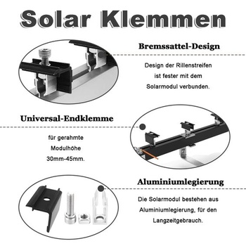 Montážna sada pre solárne panely, 6 kusov, koncová svorka, montážny držiak pre elektráreň na balkón,