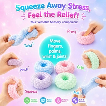 TOGETDREAM 4dielna chrumkavá hračka proti stresu, pomaly sa odrážajúce stresové loptičky, senzorické