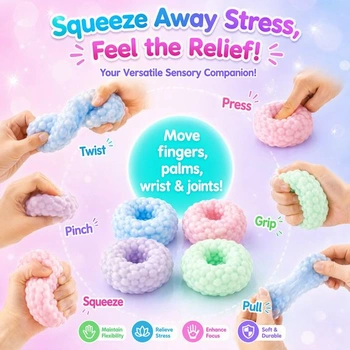TOGETDREAM 4dílná křupavá hračka proti stresu, pomalu se odrážející stresové míčky, senzorické