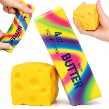 JoyLife Cheese and Butter Squishy 2 balenia, mäkká antistresová mačkacia hračka s pomalým stúpaním,