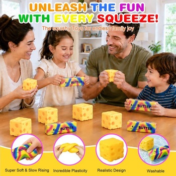 JoyLife Cheese and Butter Squishy 2 balenia, mäkká antistresová mačkacia hračka s pomalým stúpaním,