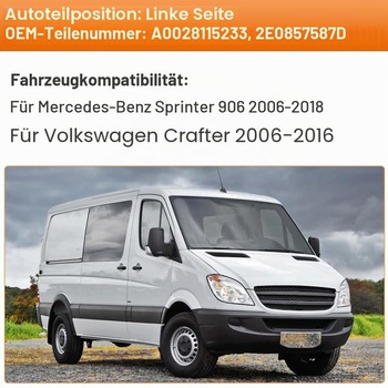 SENZEAL Vyhřívané levé sklo zpětného zrcátka řidiče s montážní deskou pro Mercedes-Benz Sprinter