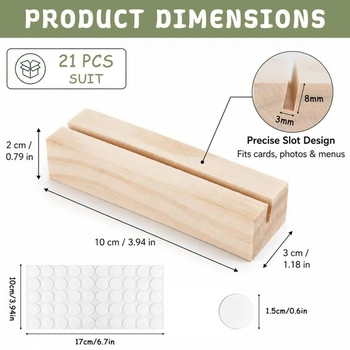 20 dřevěných držáků na vizitky, držáky na jmenovky, držáky na pohlednice 10 x 3 x 2 cm, dřevěné