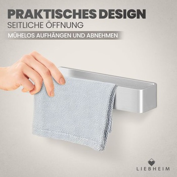 LIEBHEIM Držák na ručníky bez vrtání - Držák na ručníky - Kartáčovaná stříbrná - 22 cm