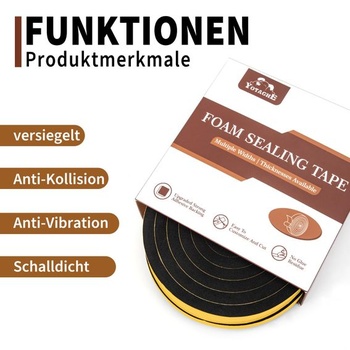 Těsnicí páska z pěnové gumy Yotache, kompresní páska 12 mm (Š) x 10 mm (H), izolační páska, těsnění