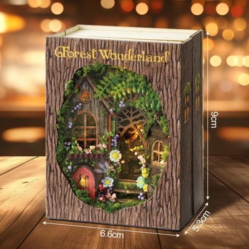 Sada miniaturních domečků Cuteefun pro dospělé s LED diodami a nářadím, Forest Wonderland