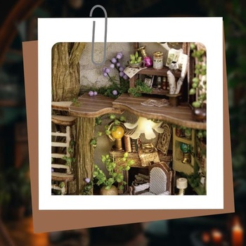 Sada miniaturních domečků Cuteefun pro dospělé s LED diodami a nářadím, Forest Wonderland