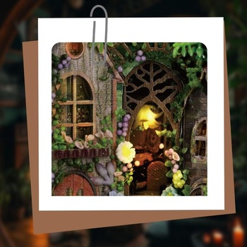 Sada miniaturních domečků Cuteefun pro dospělé s LED diodami a nářadím, Forest Wonderland