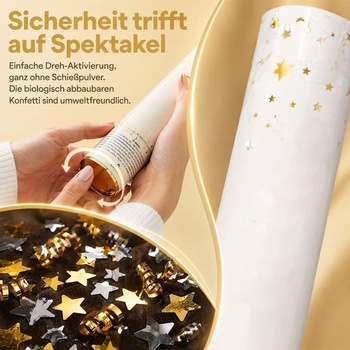 Konfetové delo - 4 kusy 30cm konfetové delo, poppers so zlatými hviezdami, párty konfetové delo,