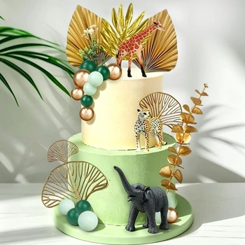 25dielna sada dekorácií na torty s lesnými zvieratkami, dekorácia na torty z džungle, ozdoby na torty