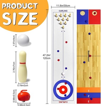 Sada stolních deskových her 4 v 1, stolní hry se shuffleboardem, bowling, curling, cornhole hra,