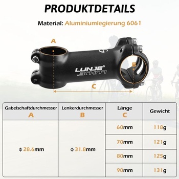 Predstavec TRIWONDER 31.8, nastaviteľný predstavec riadidiel 70 mm 80 mm 90 mm 100 mm 110 mm 120 mm,